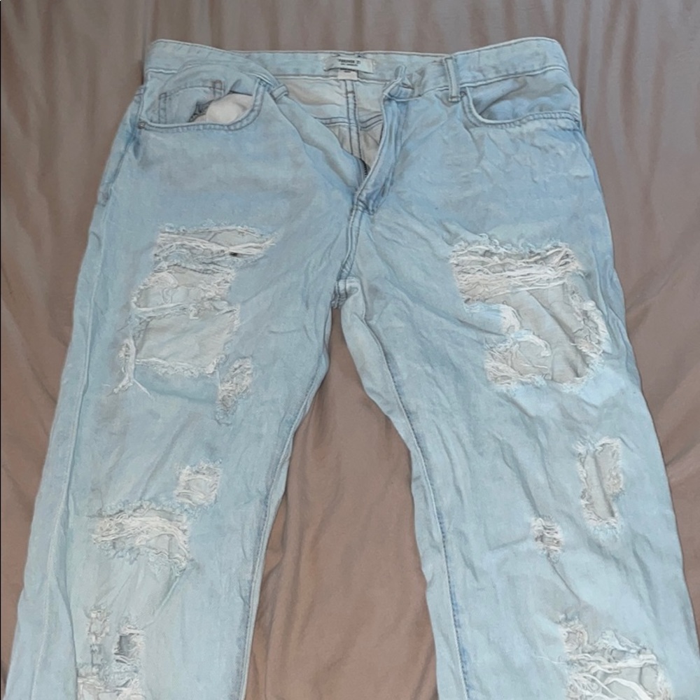 Light Wash Ripped Boyfriend Jeans
